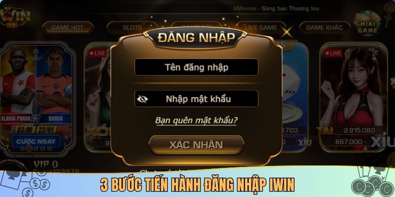 3 bước tiến hành đăng nhập IWIN