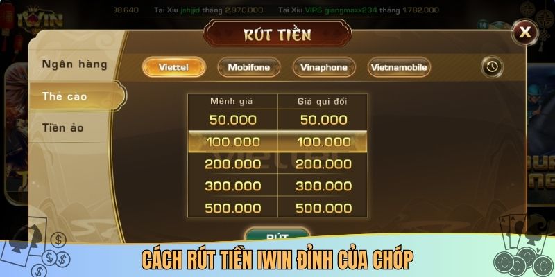 Cách rút tiền iwin đỉnh của chóp